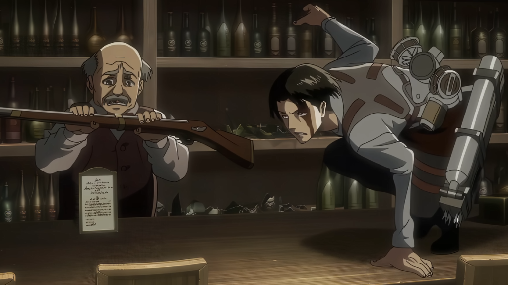 levi and kenny bar fight in attack on titan