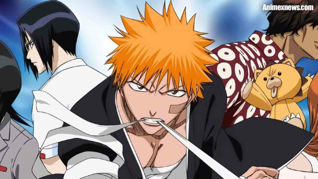 ichigo from bleach in the middle with orange hair