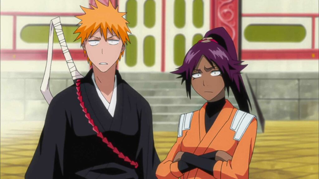 yoruichi shihouin and ichigo kurosaki in bleach