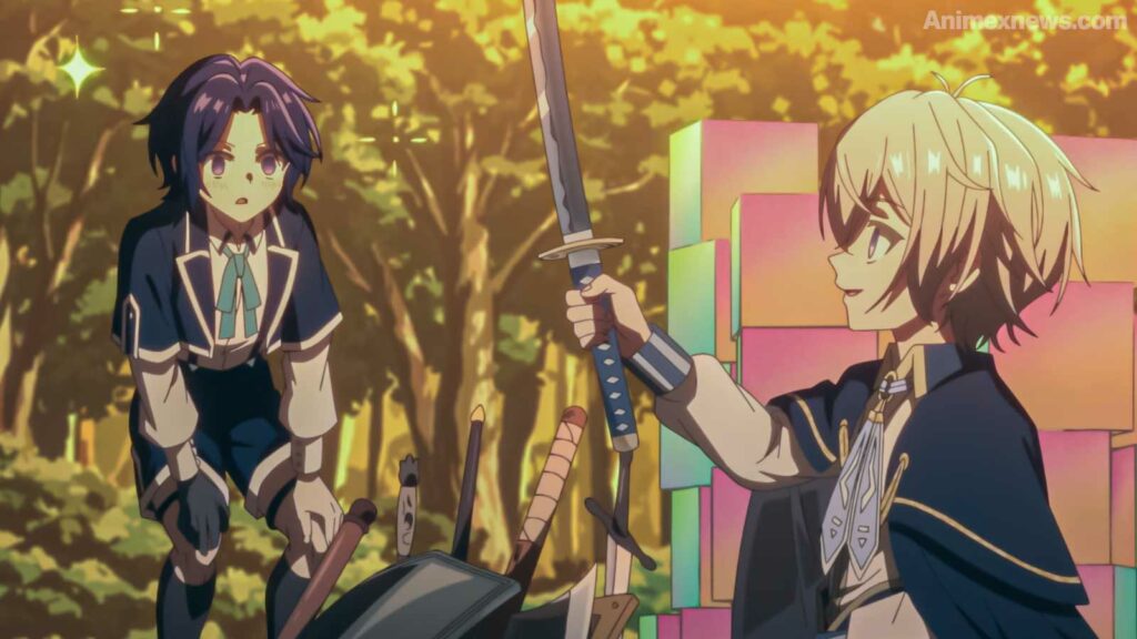 main character of the easygoing lords fun territory defense looking at sword