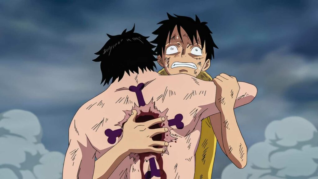 luffy grabbing ace during his death in one piece marineford arc